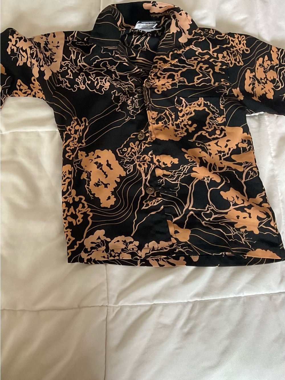 Manuhealii Black and Tan Floral Print Kids Polo 2 PAIRS